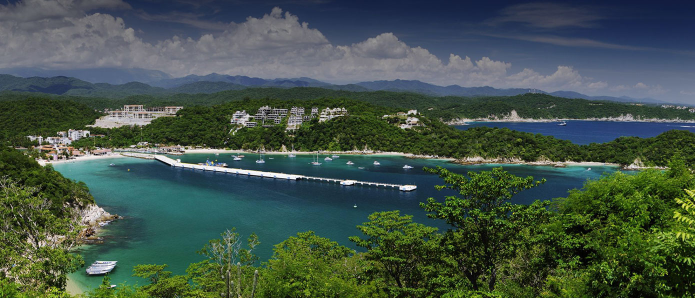 hotel, bay, bahia, huatulco, santa, cruz, beach, dock, cruise,